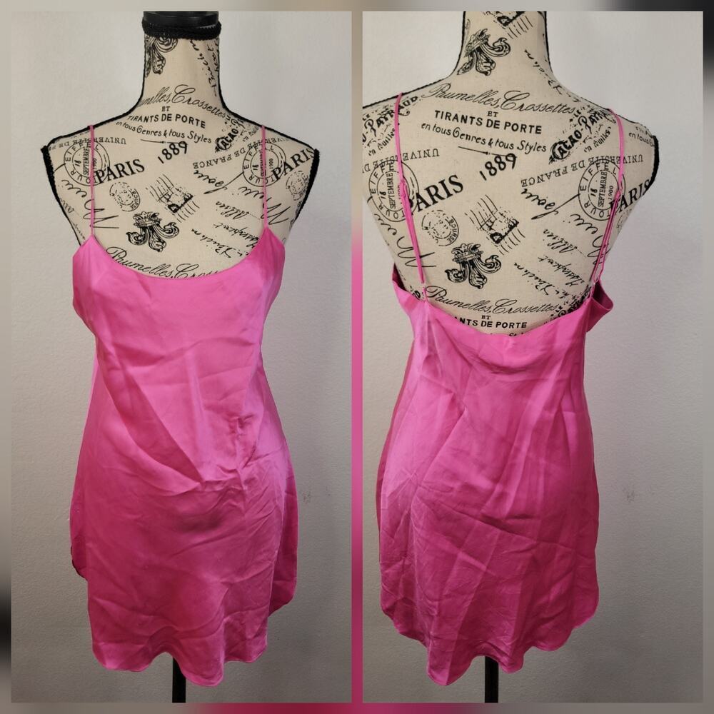 Vintage Victorias Secret Y2K Mini Slip Dress SZ S Pink 100% SILK